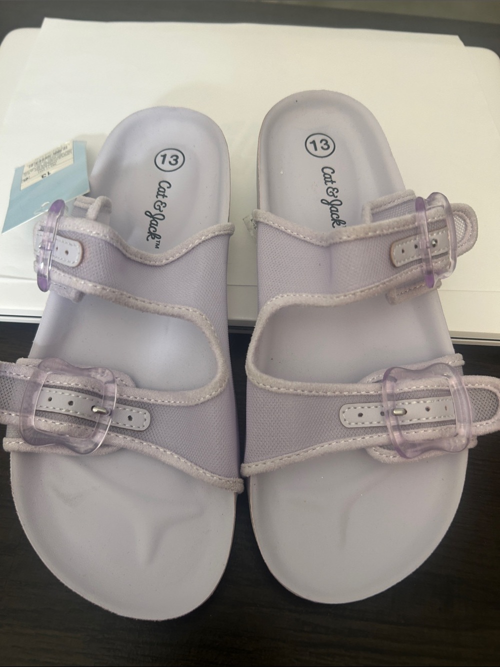 Cat & Jack Light Lilac Adjustable Double-Buckle Slide Sandals